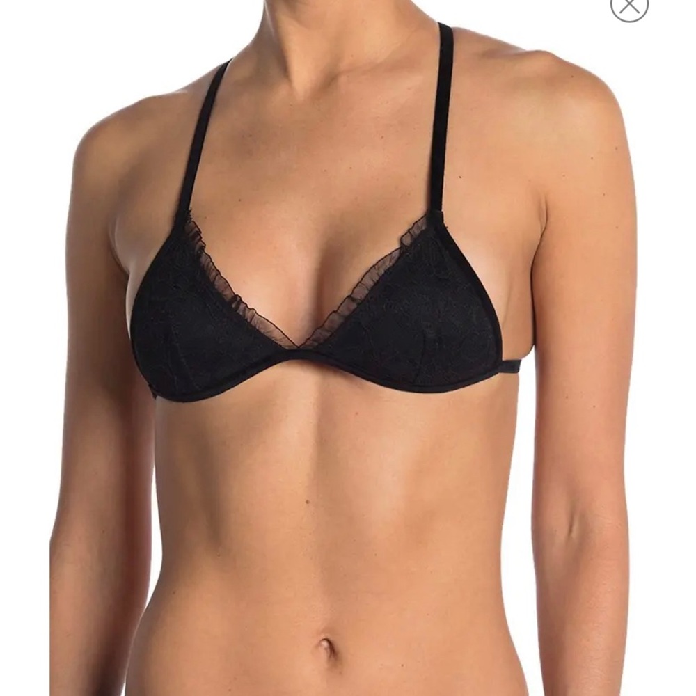 French Affair velvet ruffle bralette. Medium. NWT